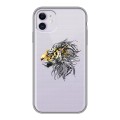 Полупрозрачный дизайнерский силиконовый чехол для Iphone 11 Прозрачные тигры