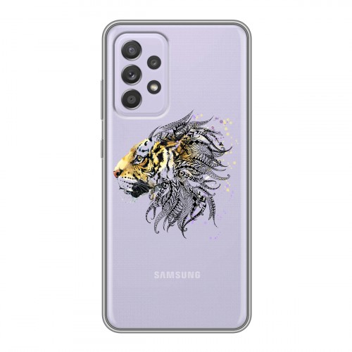 Полупрозрачный дизайнерский силиконовый чехол для Samsung Galaxy A52 Прозрачные тигры