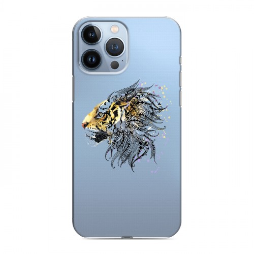 Полупрозрачный дизайнерский пластиковый чехол для Iphone 13 Pro Max Прозрачные тигры