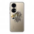 Полупрозрачный дизайнерский силиконовый чехол для Huawei P50 Pro Прозрачные тигры