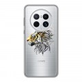Полупрозрачный дизайнерский силиконовый с усиленными углами чехол для Huawei Mate 50 Pro Прозрачные тигры