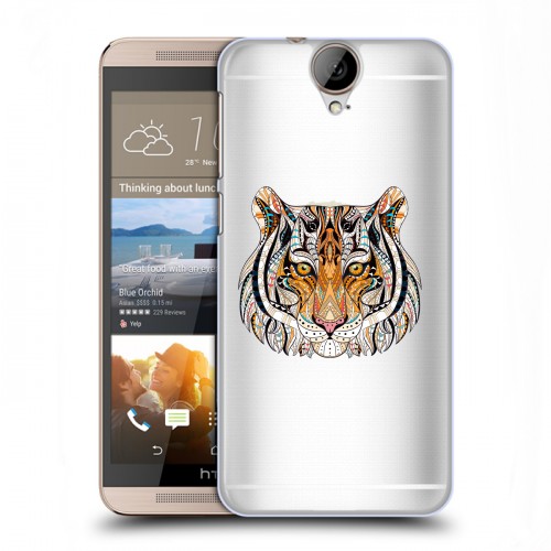 Полупрозрачный дизайнерский пластиковый чехол для HTC One E9+ Прозрачные тигры