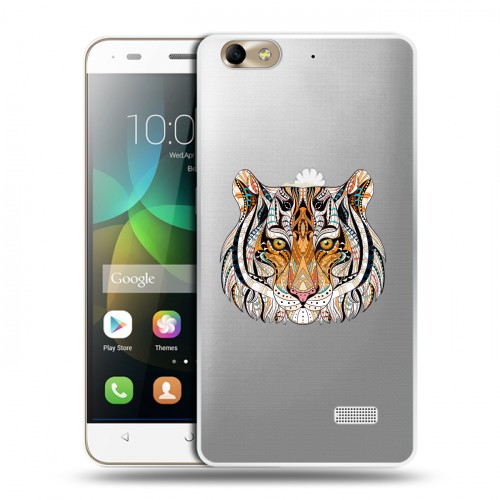 Полупрозрачный дизайнерский пластиковый чехол для Huawei Honor 4C Прозрачные тигры