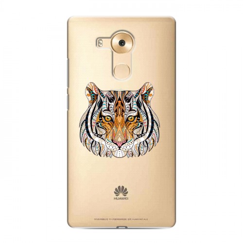 Полупрозрачный дизайнерский пластиковый чехол для Huawei Mate 8 Прозрачные тигры