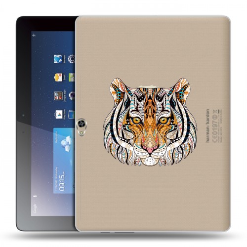 Полупрозрачный дизайнерский пластиковый чехол для Huawei MediaPad M2 10 Прозрачные тигры