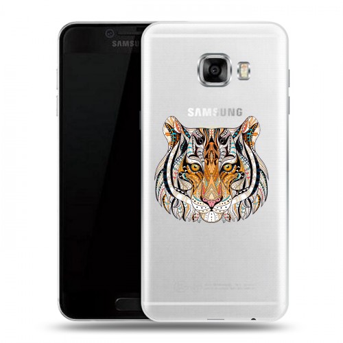 Полупрозрачный дизайнерский пластиковый чехол для Samsung Galaxy C5 Прозрачные тигры