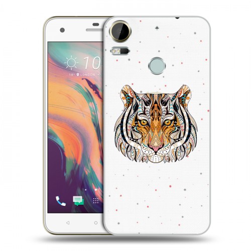 Полупрозрачный дизайнерский пластиковый чехол для HTC Desire 10 Pro Прозрачные тигры