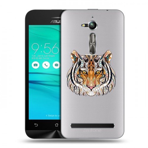Полупрозрачный дизайнерский пластиковый чехол для ASUS ZenFone Go ZB500KL Прозрачные тигры