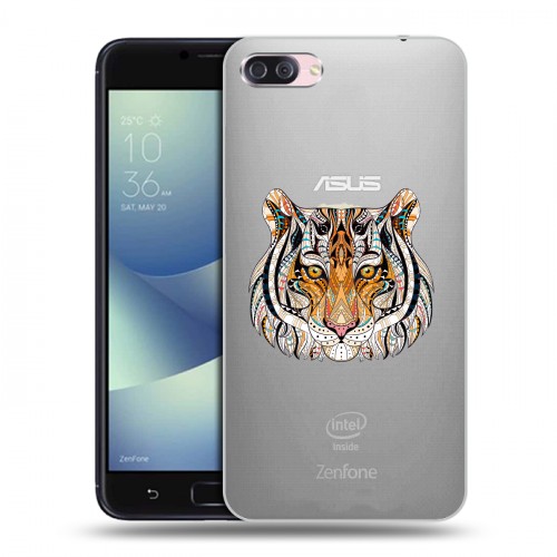 Полупрозрачный дизайнерский пластиковый чехол для Asus ZenFone 4 Max Прозрачные тигры