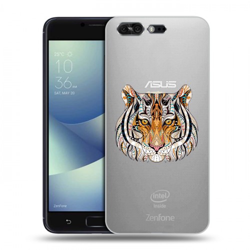 Полупрозрачный дизайнерский пластиковый чехол для ASUS ZenFone 4 Pro Прозрачные тигры