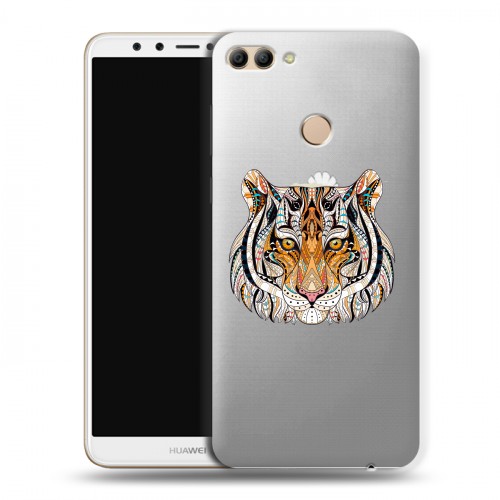Полупрозрачный дизайнерский пластиковый чехол для Huawei Y9 (2018) Прозрачные тигры