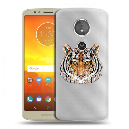 Полупрозрачный дизайнерский силиконовый чехол для Motorola Moto E5 Прозрачные тигры