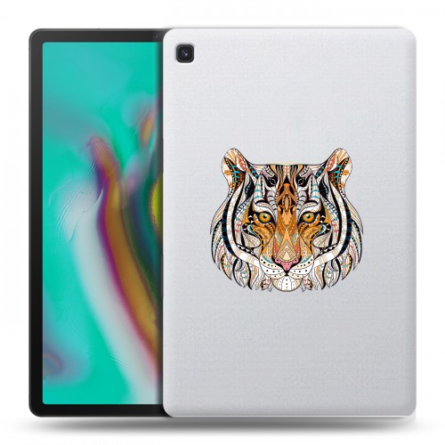 Полупрозрачный дизайнерский пластиковый чехол для Samsung Galaxy Tab S5e Прозрачные тигры