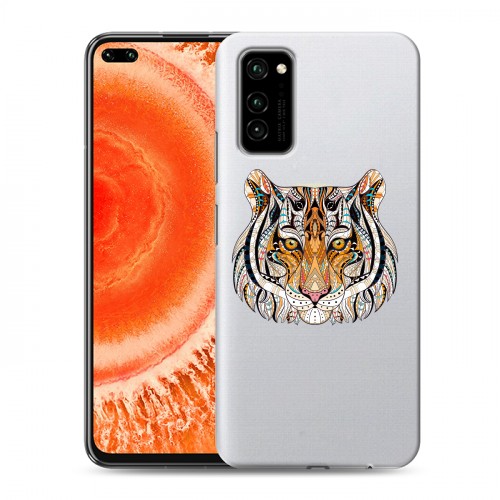 Полупрозрачный дизайнерский силиконовый чехол для Huawei Honor View 30 Pro Прозрачные тигры