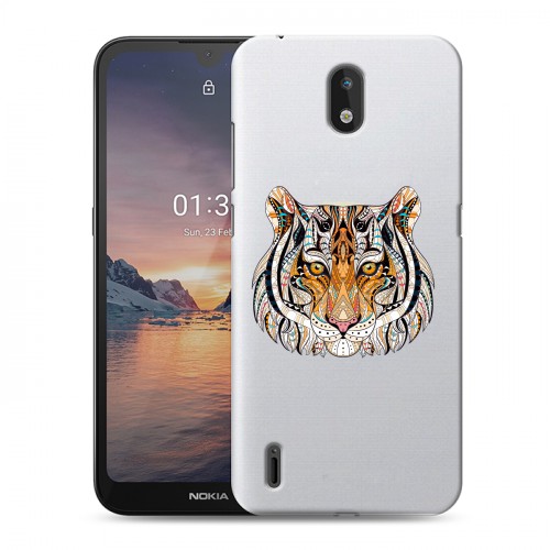 Полупрозрачный дизайнерский силиконовый с усиленными углами чехол для Nokia 1.3 Прозрачные тигры