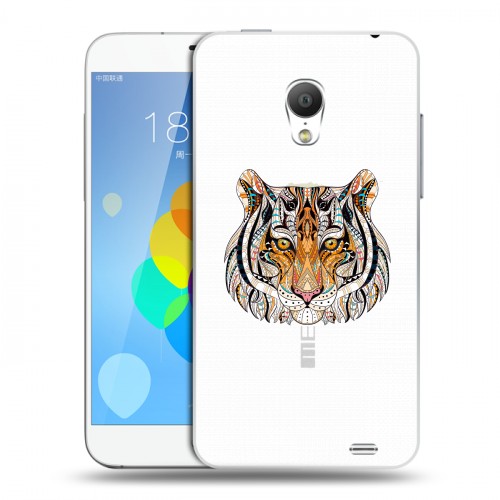 Полупрозрачный дизайнерский силиконовый чехол для  Meizu MX3 Прозрачные тигры