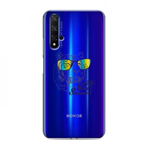 Полупрозрачный дизайнерский пластиковый чехол для Huawei Honor 20 Прозрачные тигры