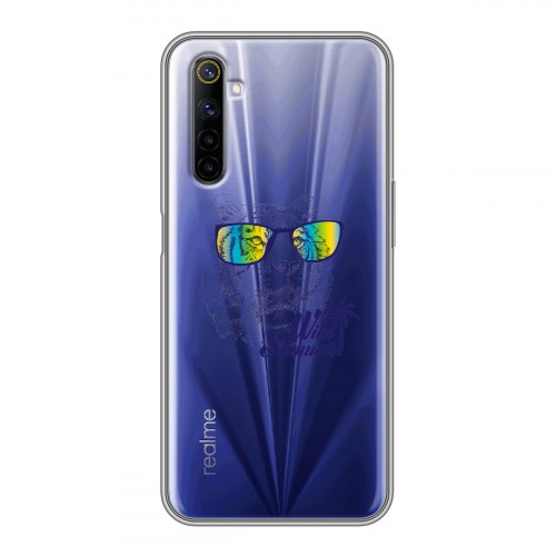 Полупрозрачный дизайнерский силиконовый чехол для Realme 6 Прозрачные тигры