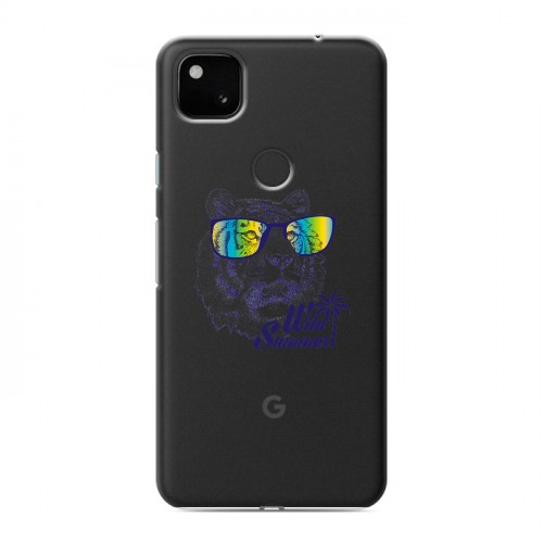 Полупрозрачный дизайнерский пластиковый чехол для Google Pixel 4a Прозрачные тигры