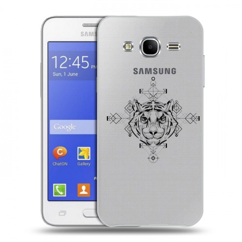 Полупрозрачный дизайнерский пластиковый чехол для Samsung Galaxy J7 Прозрачные тигры