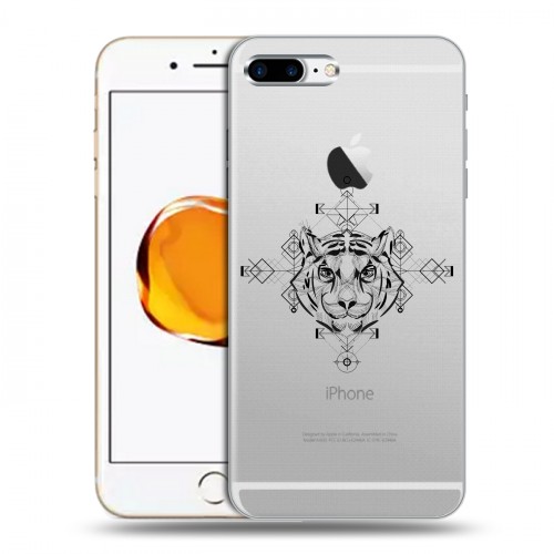 Полупрозрачный дизайнерский силиконовый чехол для Iphone 7 Plus / 8 Plus Прозрачные тигры