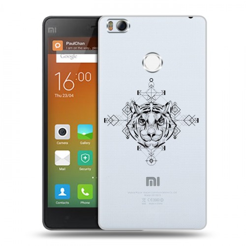 Полупрозрачный дизайнерский пластиковый чехол для Xiaomi Mi4S Прозрачные тигры