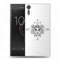 Полупрозрачный дизайнерский пластиковый чехол для Sony Xperia XZs Прозрачные тигры