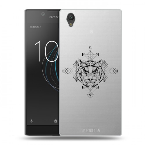 Полупрозрачный дизайнерский пластиковый чехол для Sony Xperia L1 Прозрачные тигры