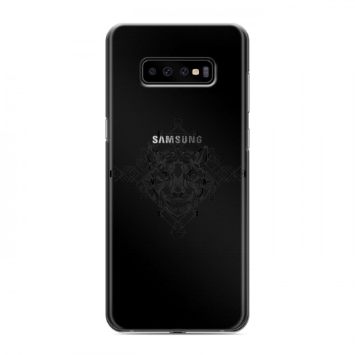 Полупрозрачный дизайнерский пластиковый чехол для Samsung Galaxy S10 Plus Прозрачные тигры