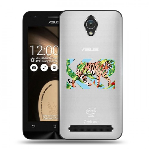 Полупрозрачный дизайнерский силиконовый чехол для ASUS Zenfone Go Прозрачные тигры
