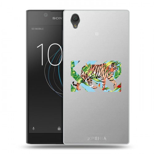 Полупрозрачный дизайнерский пластиковый чехол для Sony Xperia L1 Прозрачные тигры