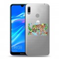 Полупрозрачный дизайнерский пластиковый чехол для Huawei Y6 (2019) Прозрачные тигры