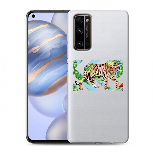 Полупрозрачный дизайнерский пластиковый чехол для Huawei Honor 30 Прозрачные тигры