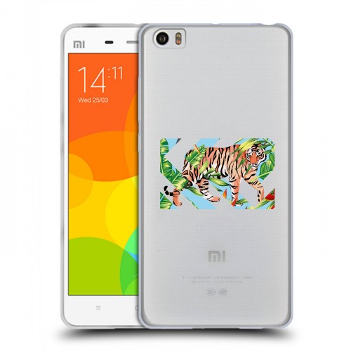 Полупрозрачный дизайнерский пластиковый чехол для Xiaomi Mi Note Прозрачные тигры