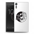 Полупрозрачный дизайнерский пластиковый чехол для Sony Xperia XZs Прозрачные тигры