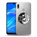 Полупрозрачный дизайнерский пластиковый чехол для Huawei Y6 (2019) Прозрачные тигры