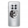 Полупрозрачный дизайнерский силиконовый с усиленными углами чехол для Huawei Mate 50 Pro Прозрачные тигры