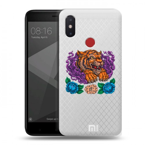 Полупрозрачный дизайнерский силиконовый чехол для Xiaomi Mi8 SE Прозрачный тигр