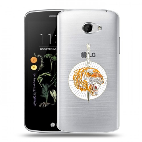 Полупрозрачный дизайнерский силиконовый чехол для LG K5 Прозрачный тигр