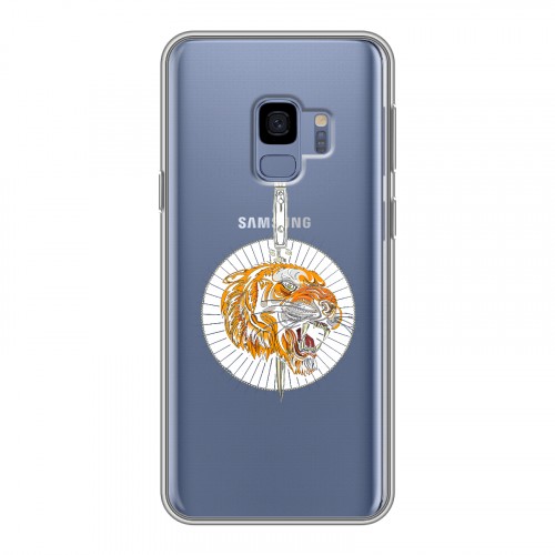 Полупрозрачный дизайнерский пластиковый чехол для Samsung Galaxy S9 Прозрачный тигр
