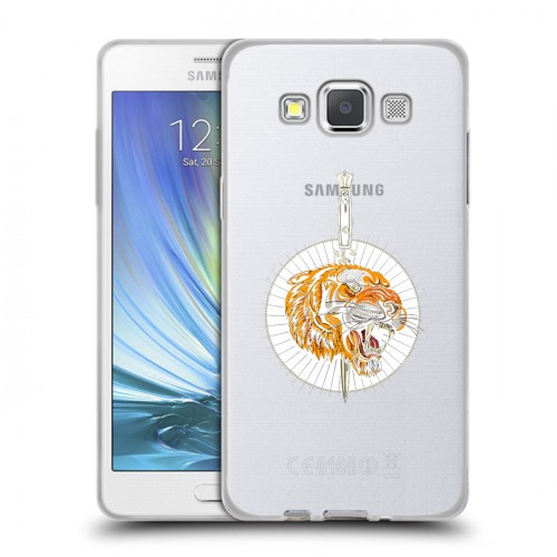 Полупрозрачный дизайнерский пластиковый чехол для Samsung Galaxy A5 Прозрачный тигр