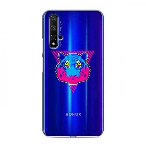 Полупрозрачный дизайнерский пластиковый чехол для Huawei Honor 20 Прозрачный тигр