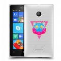 Полупрозрачный дизайнерский пластиковый чехол для Microsoft Lumia 435 Прозрачный тигр