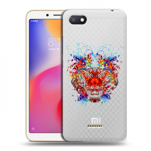 Полупрозрачный дизайнерский пластиковый чехол для Xiaomi RedMi 6A Прозрачный тигр