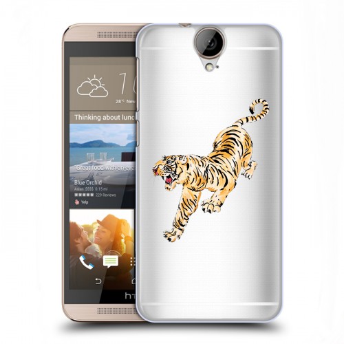 Полупрозрачный дизайнерский пластиковый чехол для HTC One E9+ Прозрачный тигр