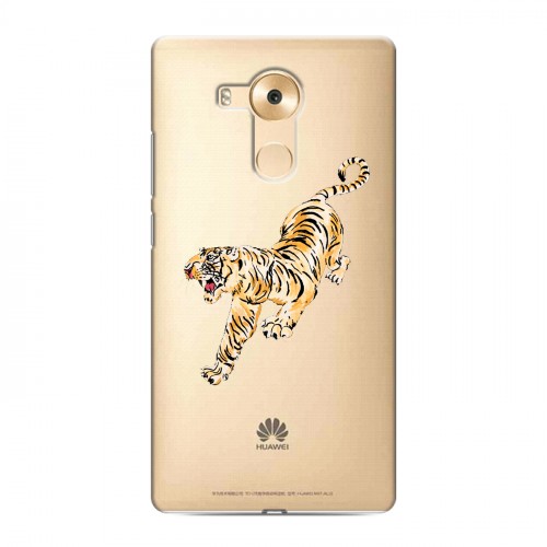 Полупрозрачный дизайнерский пластиковый чехол для Huawei Mate 8 Прозрачный тигр