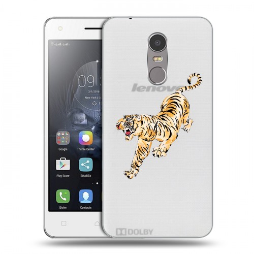 Полупрозрачный дизайнерский пластиковый чехол для Lenovo K6 Note Прозрачный тигр