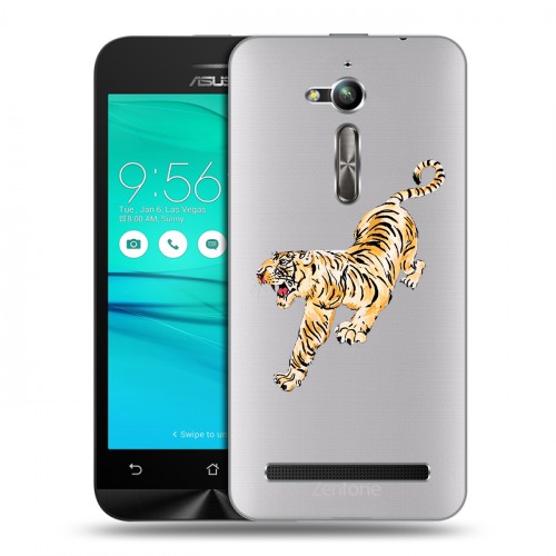 Полупрозрачный дизайнерский пластиковый чехол для ASUS ZenFone Go ZB500KL Прозрачный тигр