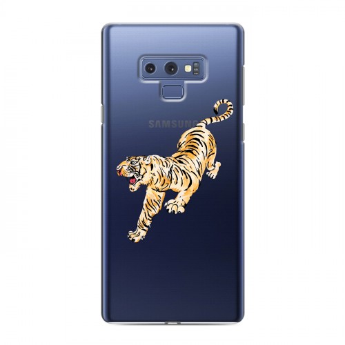 Полупрозрачный дизайнерский силиконовый чехол для Samsung Galaxy Note 9 Прозрачный тигр
