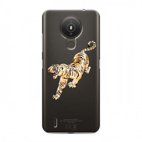 Полупрозрачный дизайнерский силиконовый чехол для Nokia 1.4 Прозрачный тигр